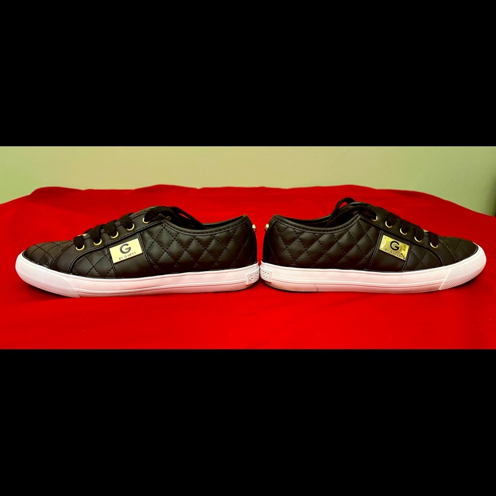 G By Guess Backer Black Quilted Canvas Sneakers-Gently Used Condition